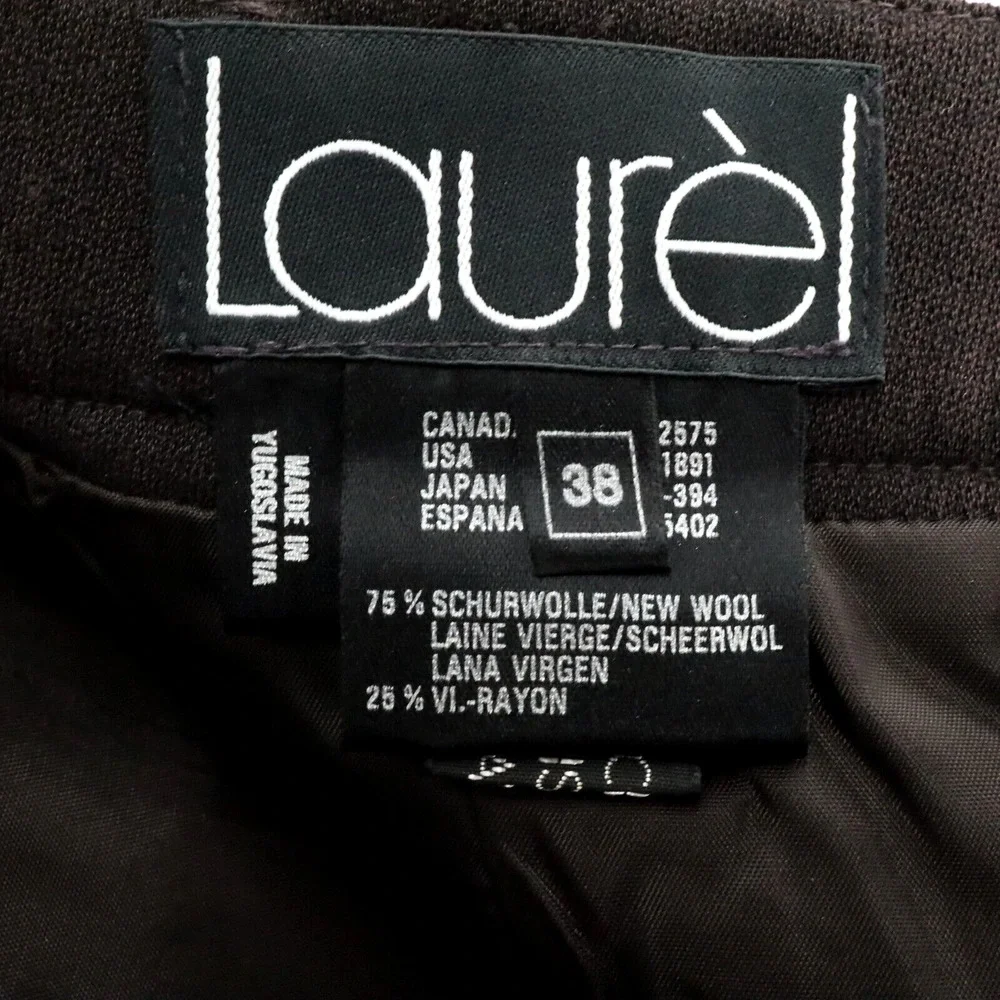 Laurel Escada Skirt Womens 8 Dark Brown Wool Pencil Lined Back Zip Vintage New